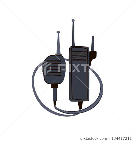 Two way radio with speaker microphone communicating concept 134417211