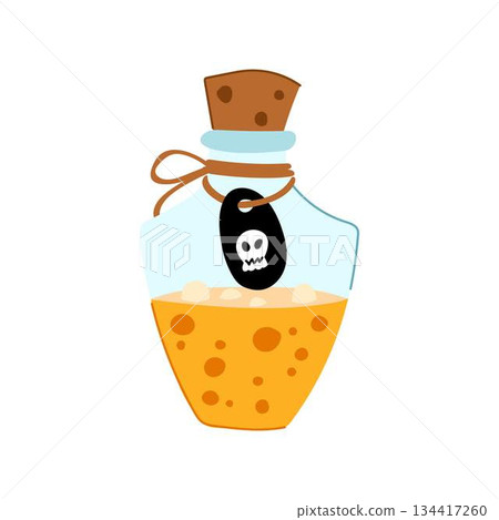 Poison potion bottle with skull label for magic 134417260