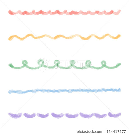 Easy hand-drawn line material series | Watercolor spiral line set Easy hand-drawn line material series | Watercolor spiral line set 134417277