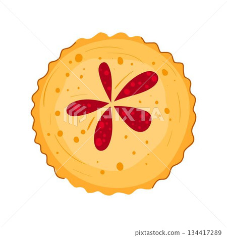 Dessert pie with berry filling top view illustration Dessert pie with berry filling top view illustration 134417289