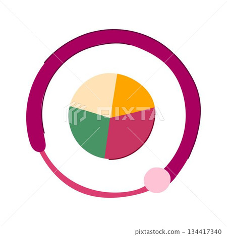 Circular chart graphic visualizing data analysis and progress 134417340
