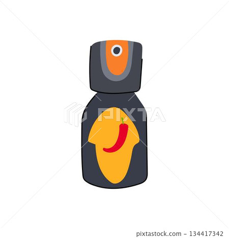 Pepper spray bottle showing safety and protection concept Pepper spray bottle showing safety and protection concept 134417342