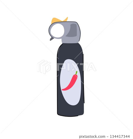Pepper spray canister showing chili for personal protection 134417344