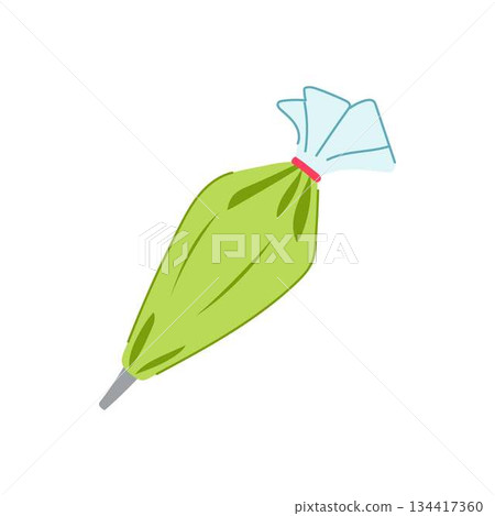 Green pastry bag for baking and decorating desserts Green pastry bag for baking and decorating desserts 134417360
