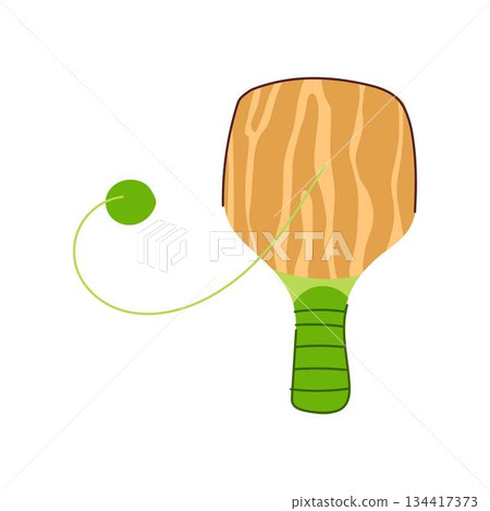Wooden paddle ball toy promoting fun activity Wooden paddle ball toy promoting fun activity 134417373