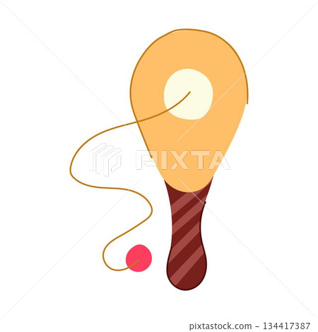 Paddle ball toy representing childhood play and skill development Paddle ball toy representing childhood play and skill development 134417387