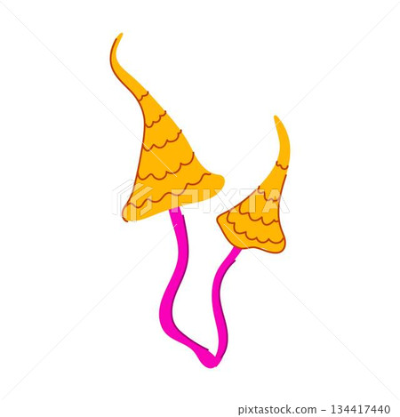 Neon groovy psychedelic mushrooms illustration Neon groovy psychedelic mushrooms illustration 134417440