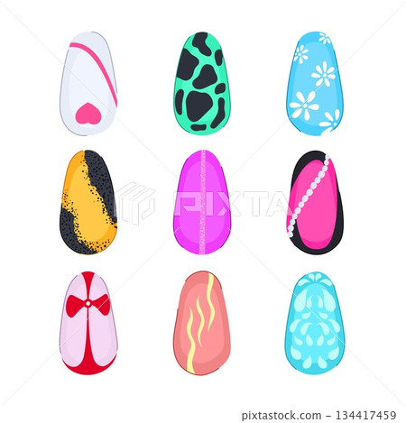 False nails displaying diverse colorful nail art designs False nails displaying diverse colorful nail art designs 134417459