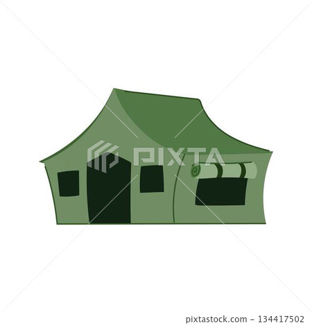 Military tent structure providing temporary shelter outdoors Military tent structure providing temporary shelter outdoors 134417502