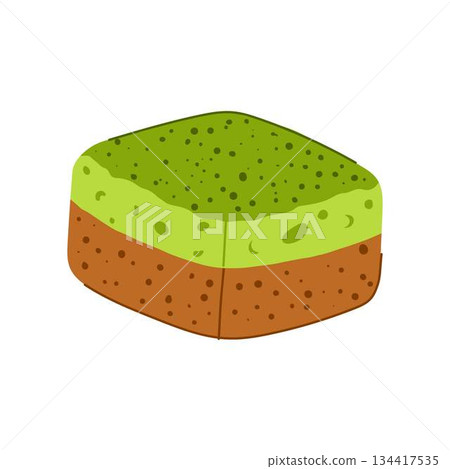 Matcha green tea layered dessert cake illustration 134417535