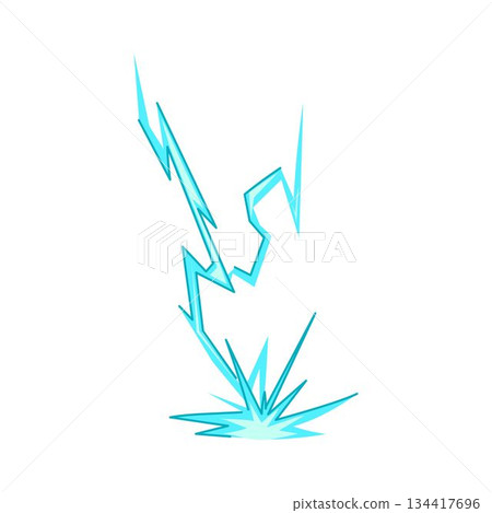 Blue lightning thunderbolt energy striking ground impact Blue lightning thunderbolt energy striking ground impact 134417696