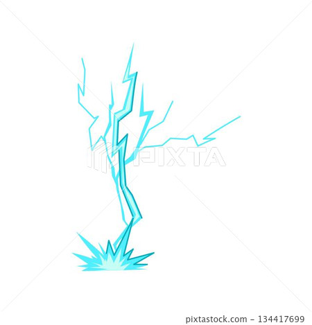 Lightning bolt striking ground showing electrical energy discharge 134417699