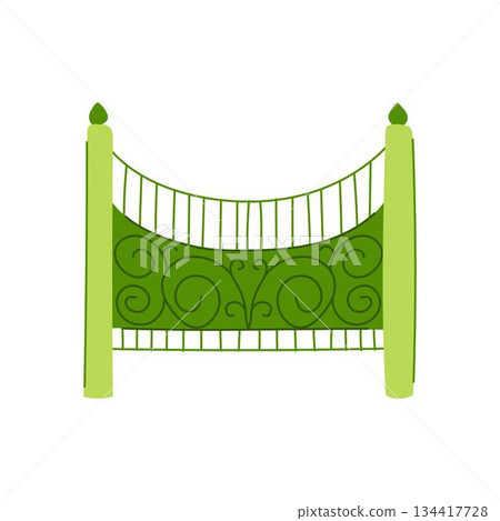 Decorative garden fence section green ornate design 134417728