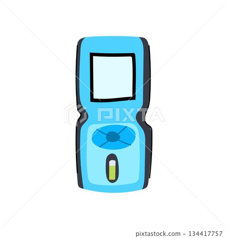 Handheld laser distance meter measuring tool illustration Handheld laser distance meter measuring tool illustration 134417757