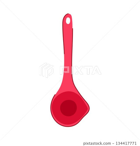 Red kitchen ladle for cooking and serving food Red kitchen ladle for cooking and serving food 134417771
