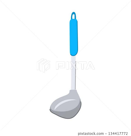 Kitchen ladle tool with blue handle for serving soup Kitchen ladle tool with blue handle for serving soup 134417772