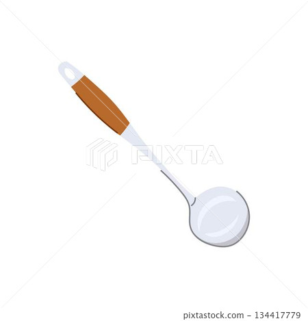 Metal kitchen ladle with wooden handle drawing Metal kitchen ladle with wooden handle drawing 134417779