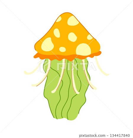 Colorful fantasy jellyfish mushroom cartoon illustration Colorful fantasy jellyfish mushroom cartoon illustration 134417840