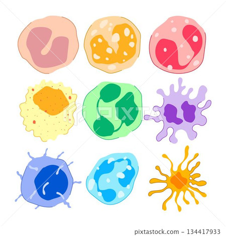 Immune system cells defending human body illustration 134417933
