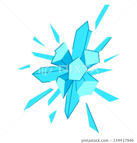 Ice blast exploding with sharp cold crystal shards 134417946