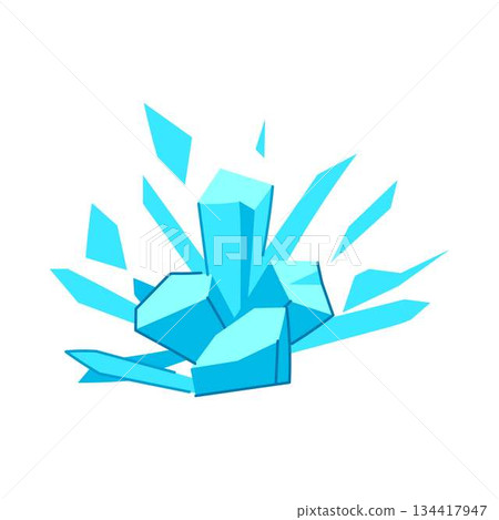 Ice blast explosion with exploding blue crystals 134417947