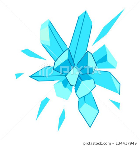 Ice crystal blast shattering with geometric abstract shapes 134417949