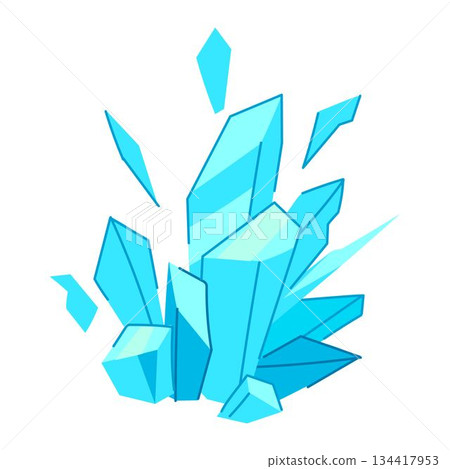 Blue ice crystals shattering and exploding into fragments Blue ice crystals shattering and exploding into fragments 134417953