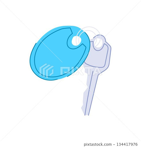 Hotel room key with blank blue keychain tag 134417976
