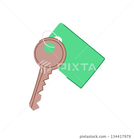 Hotel key with blank green tag 134417978