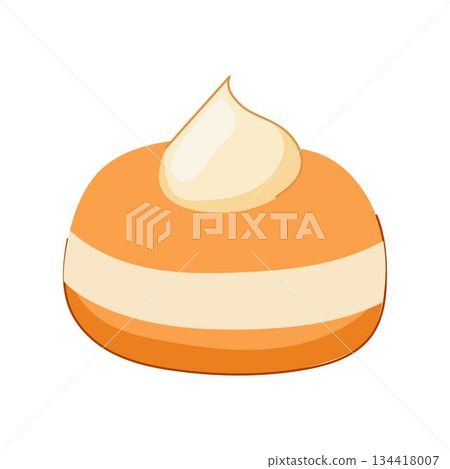 Hanukkah doughnut with cream filling and topping on white background Hanukkah doughnut with cream filling and topping on white background 134418007