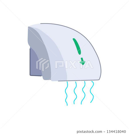 Hand dryer blowing hot air for hygiene and sanitation Hand dryer blowing hot air for hygiene and sanitation 134418040