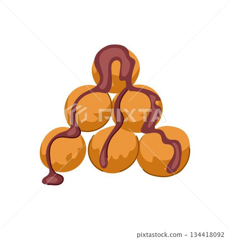 Greek loukoumades donuts with chocolate sauce topping 134418092