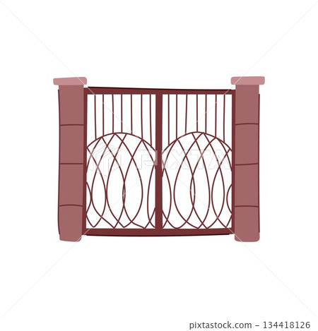 Decorative metal gate protecting a private entrance Decorative metal gate protecting a private entrance 134418126