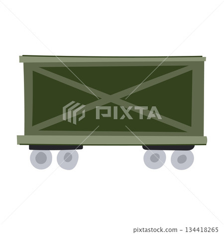 Freight train wagon carrying cargo goods illustration 134418265