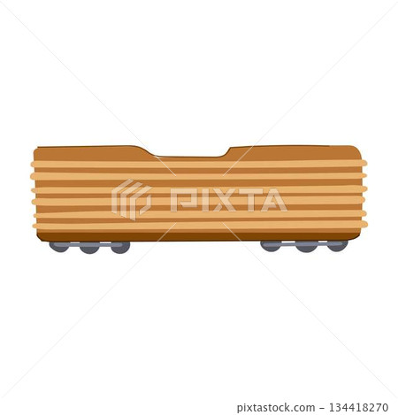Freight train wagon transporting stacked wood planks illustration Freight train wagon transporting stacked wood planks illustration 134418270