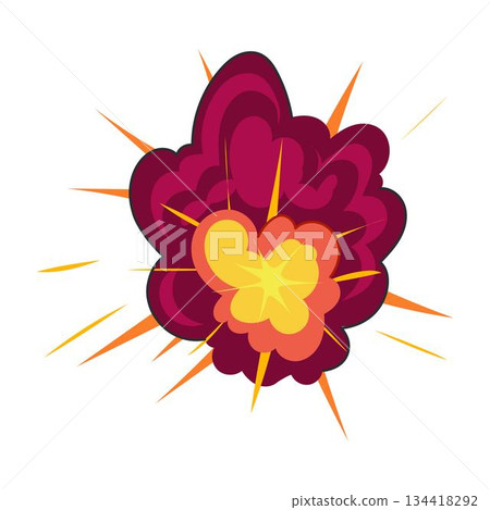 Cartoon explosion graphic creating a powerful blast effect 134418292