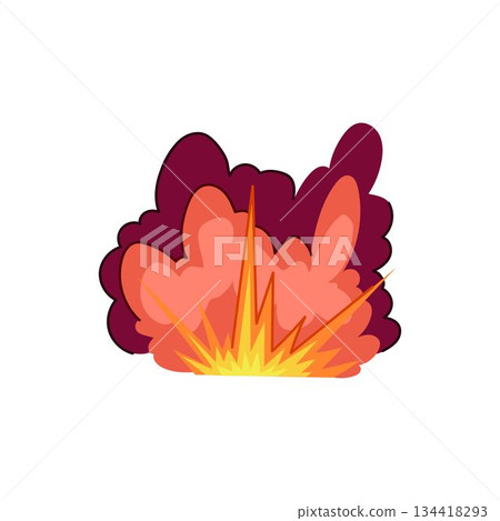 Cartoon explosion visual effect bursting with smoke concept 134418293