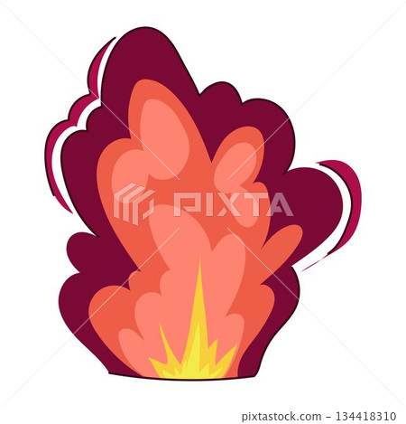 Stylized fireball explosion graphic creating burning impact 134418310