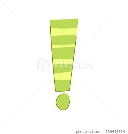Green striped exclamation mark highlighting important attention concept 134418334