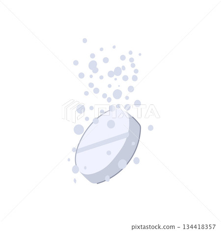 Effervescent tablet dissolving in liquid with bubbles Effervescent tablet dissolving in liquid with bubbles 134418357