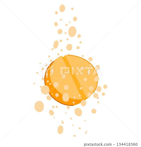 Effervescent tablet dissolving in liquid creating active bubbles Effervescent tablet dissolving in liquid creating active bubbles 134418360