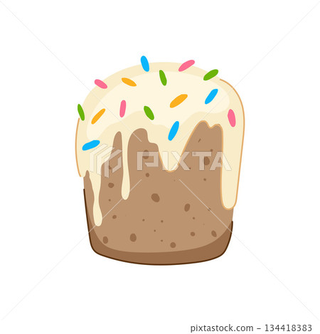 Easter sweet cake with icing and colorful sprinkles 134418383
