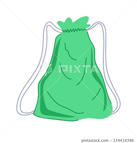 Green drawstring sack backpack carrying personal items Green drawstring sack backpack carrying personal items 134418396