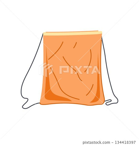 Drawstring sack icon parcel with pull cord 134418397