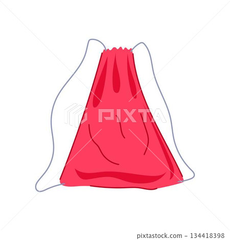 Red drawstring bag representing storage and convenience Red drawstring bag representing storage and convenience 134418398