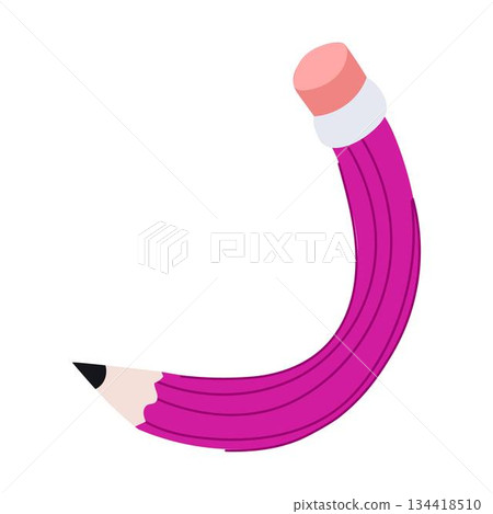 Curved pink pencil representing creative thinking and flexibility 134418510