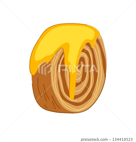 Cromboloni cake roll with sweet yellow frosting Cromboloni cake roll with sweet yellow frosting 134418523
