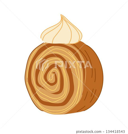 Cromboloni cake pastry with cream swirl illustrating dessert Cromboloni cake pastry with cream swirl illustrating dessert 134418543