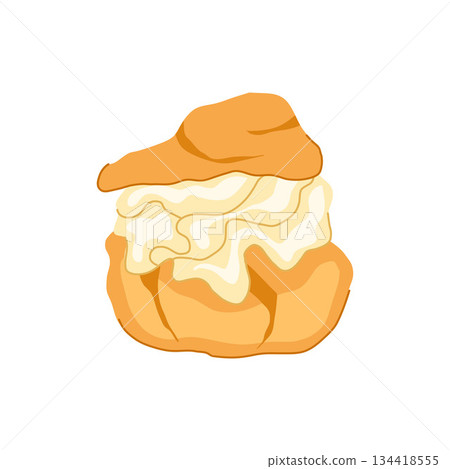 Cream puff dessert with whipped filling for sweet treats Cream puff dessert with whipped filling for sweet treats 134418555