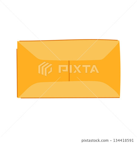 Closed yellow paper envelope representing communication and delivery 134418591
